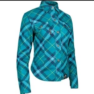 Speed & Strength Cross My Heart Moto Shirt Jacket Plus 4XL Kevlar Aqua Plaid